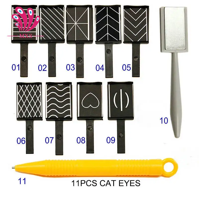 Shellhard 11pcs/set Nail Magnet Lightweight Nail Magnet Set Wand Magnetic Pen For Cat Eye Gel Polish Nail Art Tool