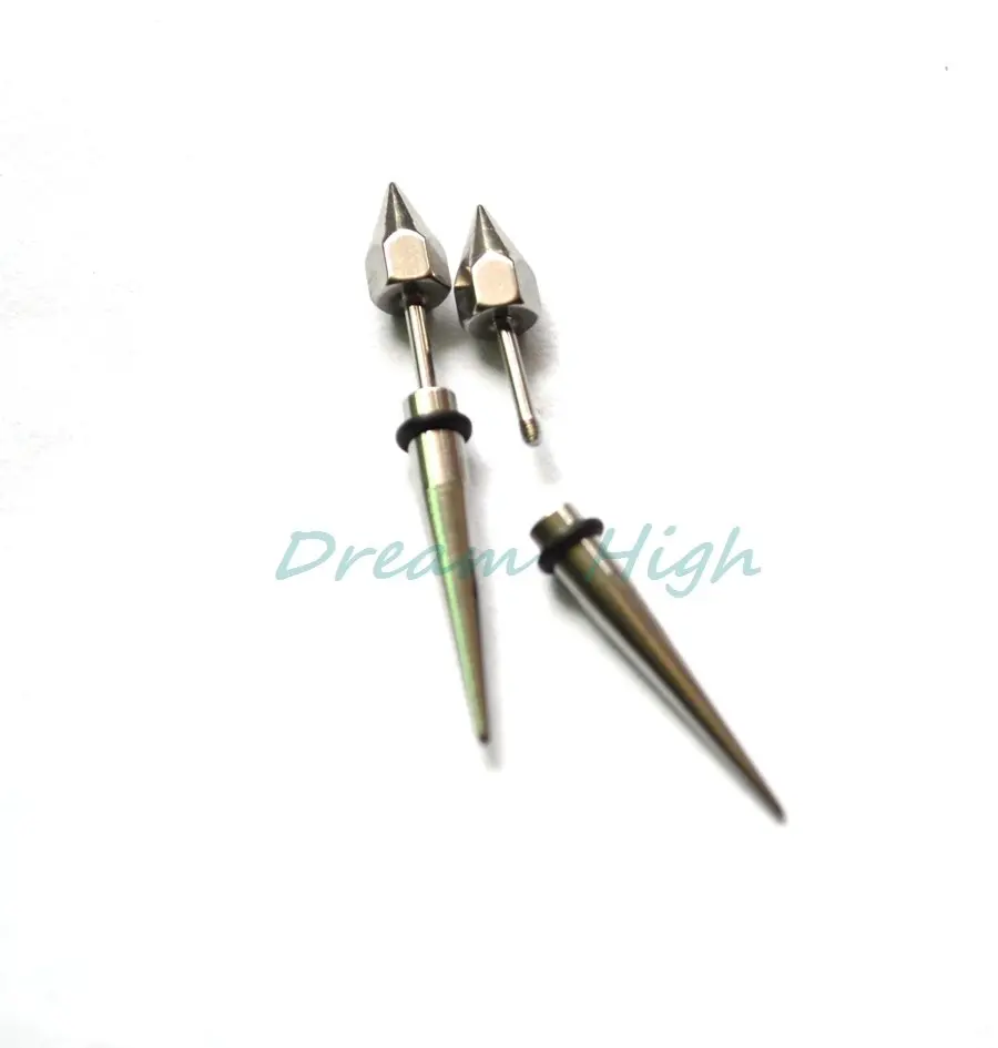 Cone Earring Ear Stud Fake Ear Expander 316L Stainless Steel Ear