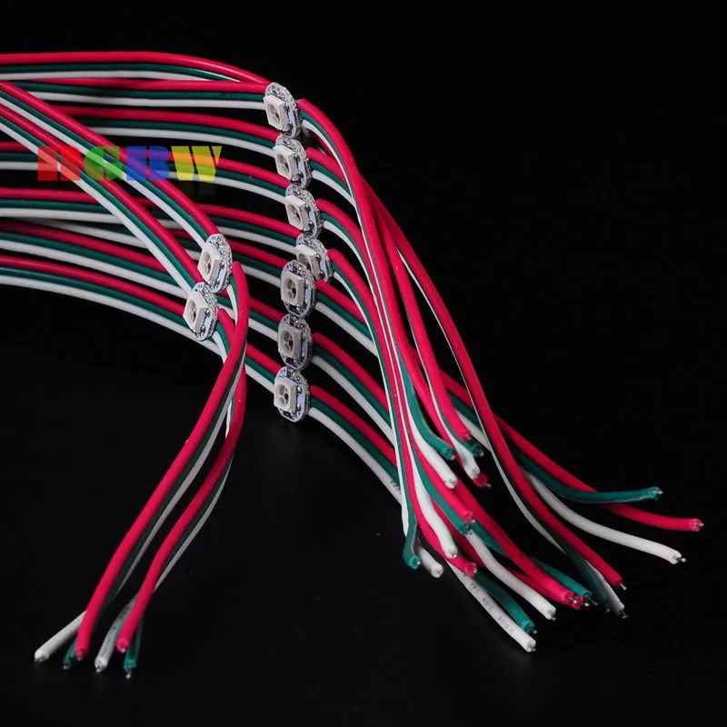 1000 шт. Предварительно проводной 5050 WS2812B SK6812 WS2812 полноцветный светодиодный чип RGB и радиатор с 12 см цветной яркий провод DC5V