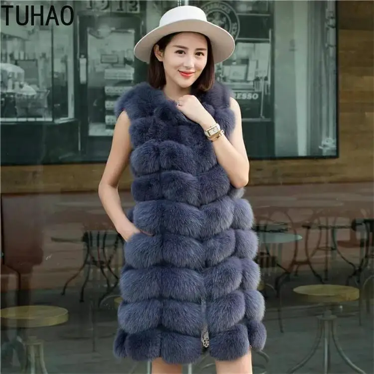 Blanc Bleu Veste Long 2018 Manteaux Manteau camel Hiver gris Chaud kaki Gilet Renard De Faux marine La Taille Fourrure Tuhao Mode 3xl Femelle Plus Femmes qw4vSIHWx