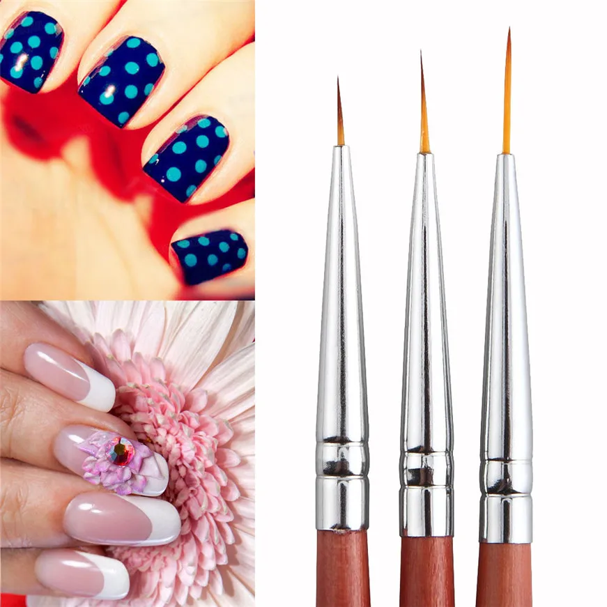 2017 * nail brush 3pcs UV Gel Acrylic Nail Art Brush Set Art Builder