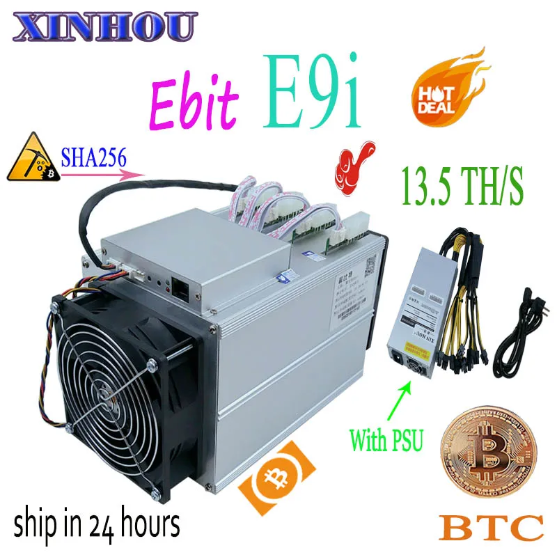 Б/у Майнер Биткоин Ebit E9i 13,5 T SHA256 Asic Майнер с БП BTC BCH Майнинг лучше чем E10 antminer S9 S17 S17e T17 M21S M3 T3