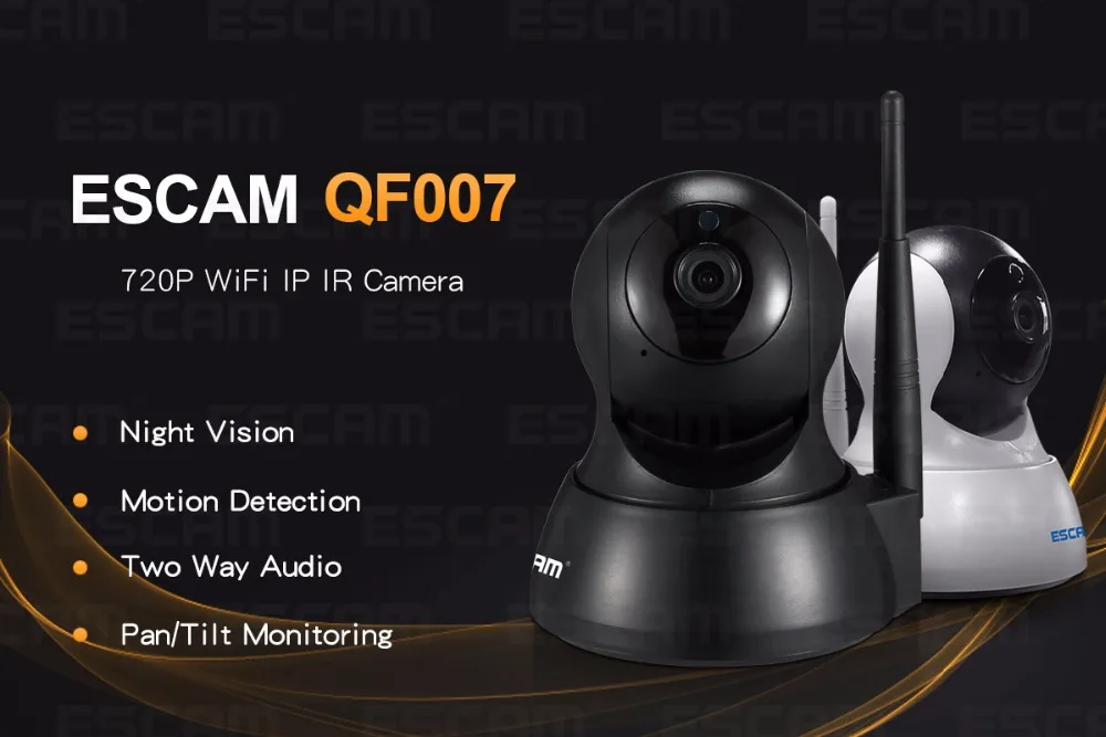 ESCAM QF007 1MP 720P WiFi ИК сигнализация панорамирование/наклон IP камера Поддержка 64G TF карта