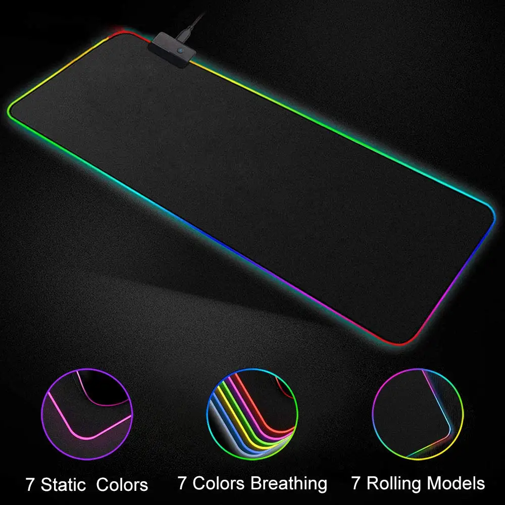 Большой коврик для мыши RGB геймеров компьютерный светодиодный игровой XL большой