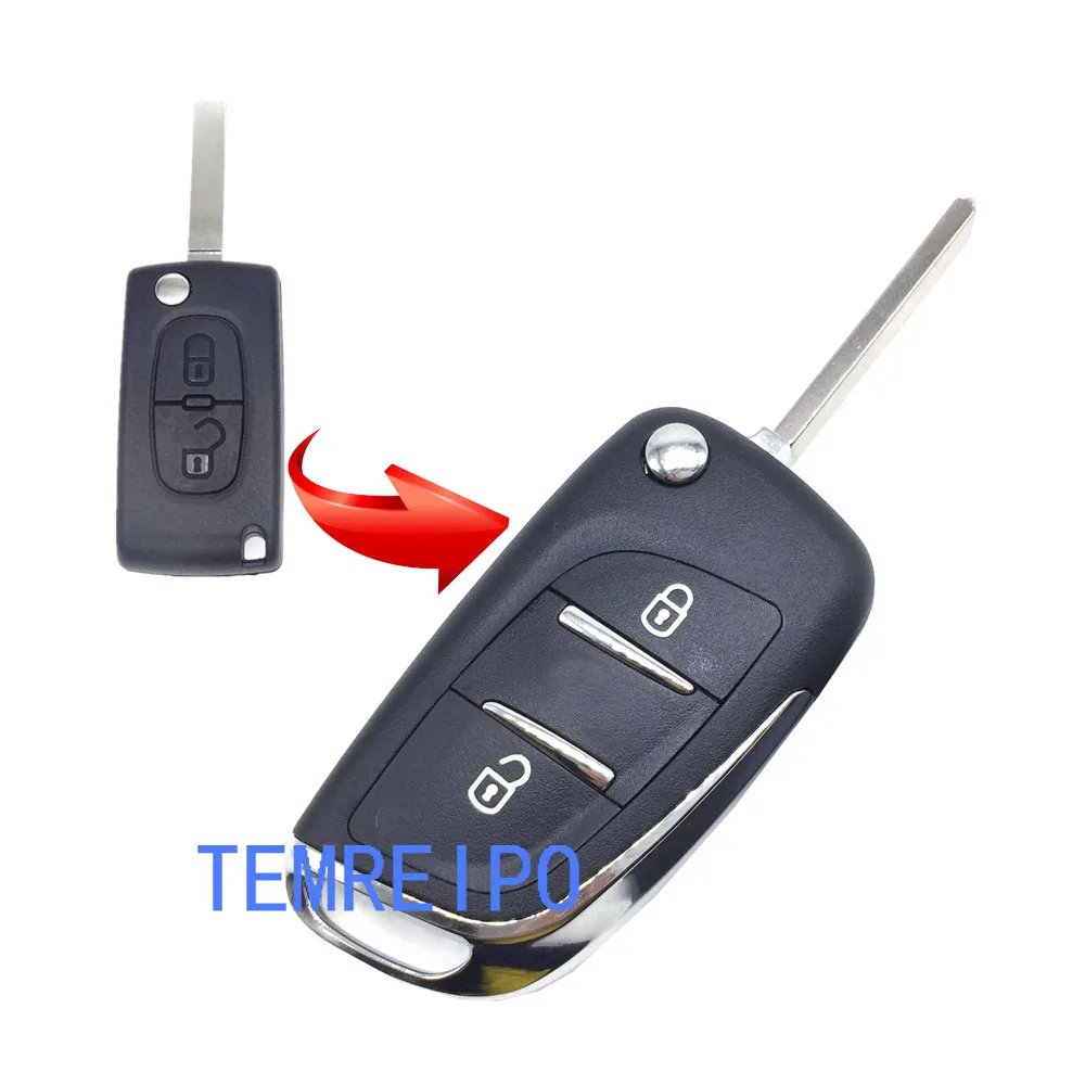 

10pcs/lot Modified Flip Key Shell Refit for CITROEN C-Triomphe C2 C3 C4 C5 C6 2 Button Remote Key CE0536