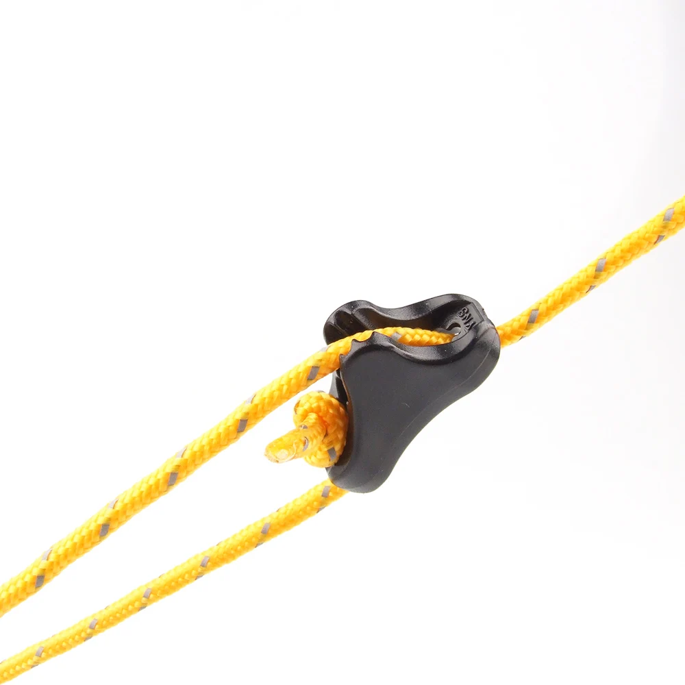 New Hot 10Pcs Black Plastic Camping Tent Guyline Runners Cord Rope