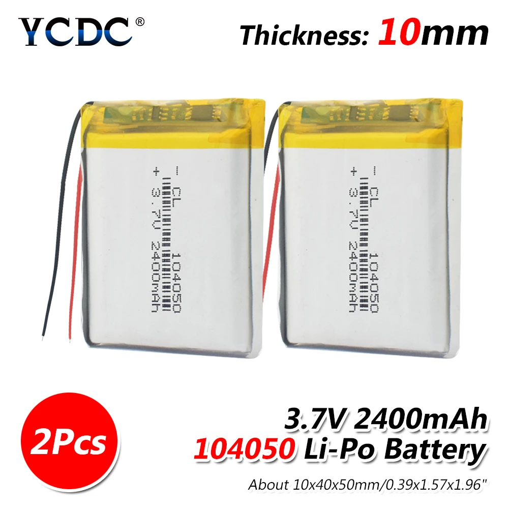 104050 3,7 в 2400 мАч Lipo батарея литий-полимерная батарея Li-Po li ion Lipo ячейки для MP3 MP4 DVD gps BT гарнитура электрическая игрушка - Цвет: 2 Pcs