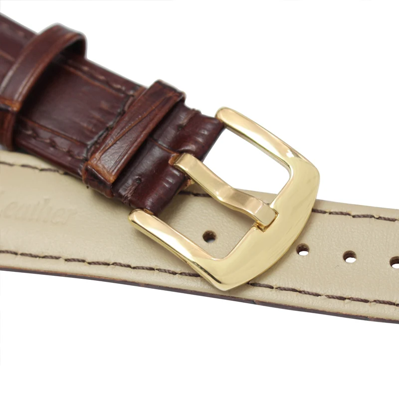 Premium Genuine Leather Watchband for Men - Soft Black & Brown Strap with Steel Needle Buckle