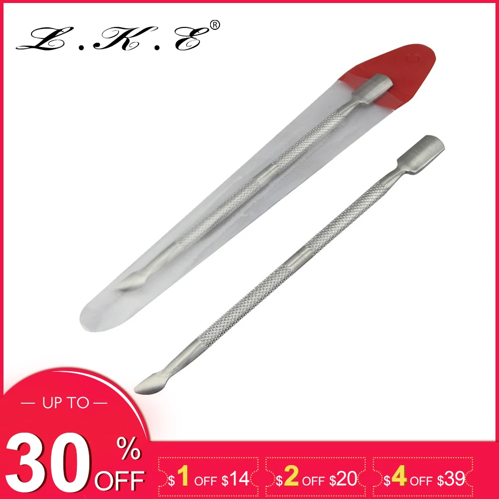 

LKE 1pcs Cuticle Remover Stainless Steel Essential Cuticle 2 Way Spoon Pusher Pedicure Manicure Present Beauty Nail Art tools