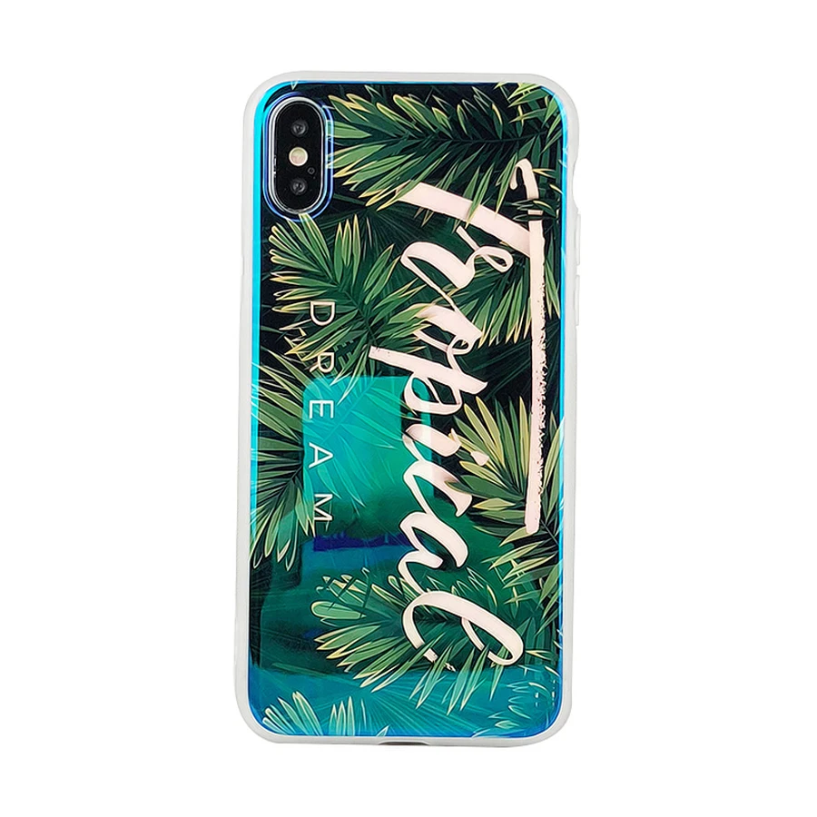 

For iphone 8 7 plus x 6 6s plus case cover fashion blue ray tropical banana leaves soft silicon protective phone bag Ritozcase