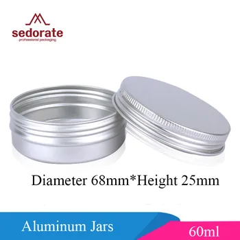 

Sedorate 50 pcs/Lot Aluminum Jars 60ML Screw Cap Silver Aluminum Containers For Hair Wax Soap Case 60g Accessories Box MC6825-2