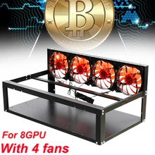 Open Air Crypto Coin Mining Frame Case Miner Rigs Graphics Case Computer for 8GPU ETH BTC ZEC Ethereum Server Chassis + 4Fans