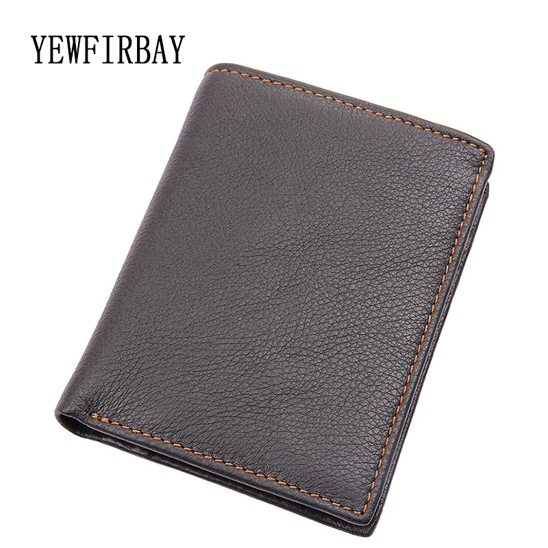 

YEWFIRBAY Men Wallet genuine Leather Short Coin Purse high quality Small Vintage Wallet brand Designer