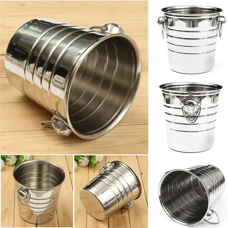 Stainless Steel Cubes Barrel Ice Container Barrel Bucket Home Bar Beer