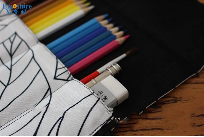 Emoshire Pencils cotton canvas cloth color lead pencil sketch student pen pen with large capacity pencil pencil case (13)