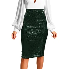 Летние женские юбки с высокой талией, женская модная однотонная облегающая юбка с высокой талией и эффектом пуш-ап, юбка-карандаш на молнии с блестками#0307 A#487