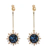 Boucles d'oreilles longues à Clip, mode coréenne, soleil fleur, strass, pour femmes, bijoux de luxe, cadeau, 2022 ► Photo 1/6