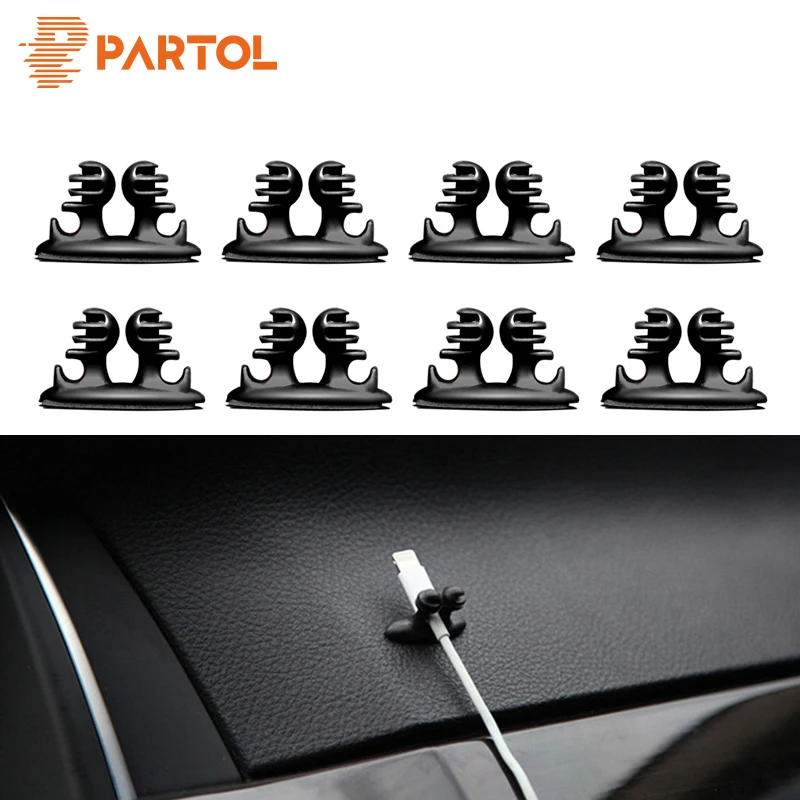 

Partol 8Pcs/Lot Car Wire Cable Holder Wire Tie Clip Fixer Organizer Car Charger Line Clasp Auto Instrument Panel Wiring Clamps