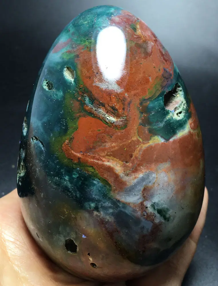 

435g Raw NATURAL OCEAN JASPER QUARTZ CRYSTAL EGG HEALING stones Mineral specimen