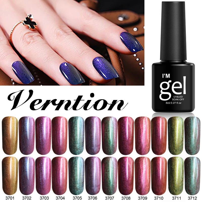 

Verntion Gellak White Prime Art Gel 8ml Chameleon Uv Nail Polish Varnish Hybrid UV Varnish for Manicure Off Tools for Nails