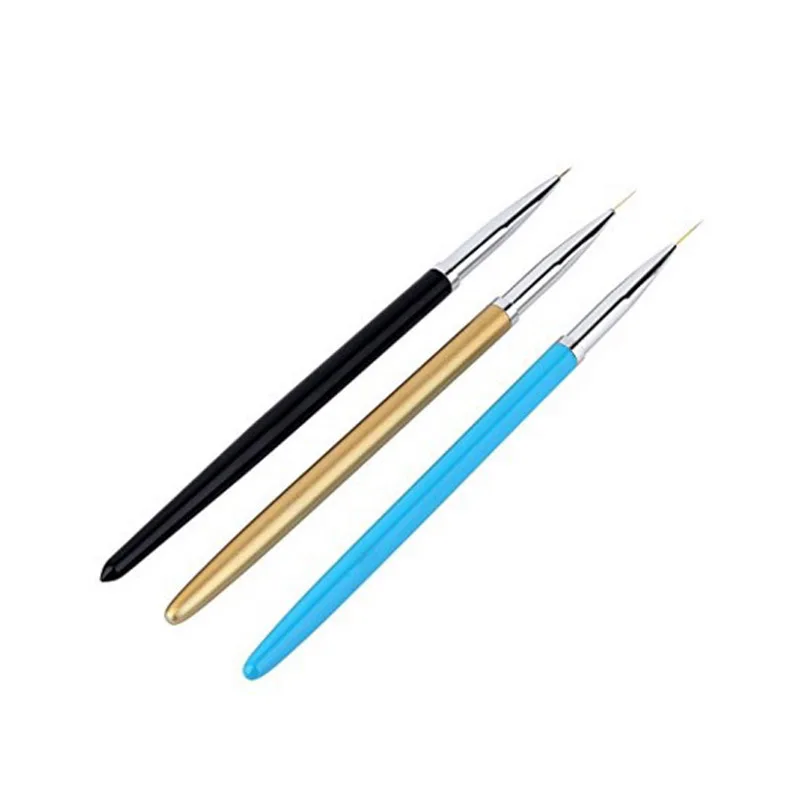 3Pcs Set UV Gel Liner Brush Colorful Bead Handle Manicure Nail Art