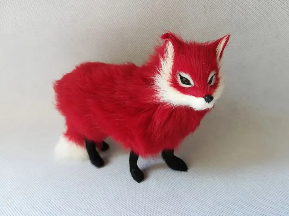 В реальной жизни toy 16x12 см red fox полиэтилена и меха лисы модель украшения дома реквизит, игрушка в подарок d0555