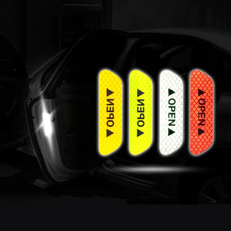 

Stickers on Car Warning Mark Reflective Tape Motorcycle Bike Wheel Door Sticker OPEN Sign Safety Reflective Decal