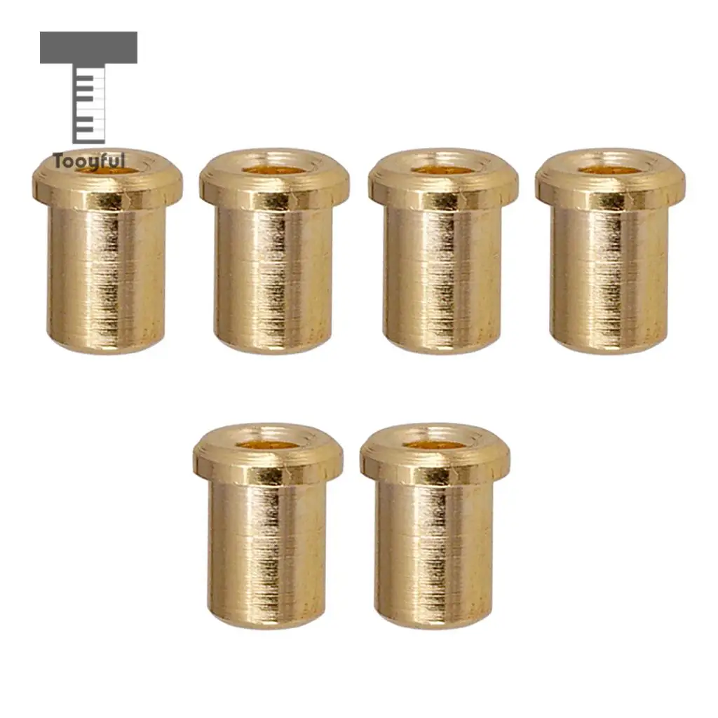 Tooyful Electric Guitar Bridge String Thru Body Mounting Ferrules Bushing Accessory Gold