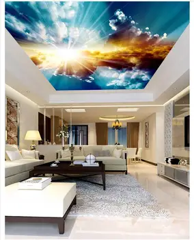 

3d wallpaper Custom 3d ceiling murals Blue sky and white clouds living room mural ceiling Photo Mural Ceiling Wallpaper