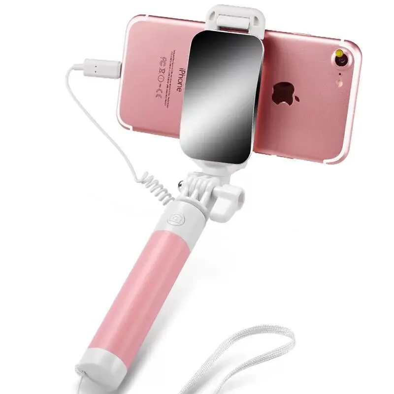 

Apple mobile phone Self-timer bracket pole iPhone 8 Apple 7 line-controlled self-timer Mini mirror apple X self-timer pole