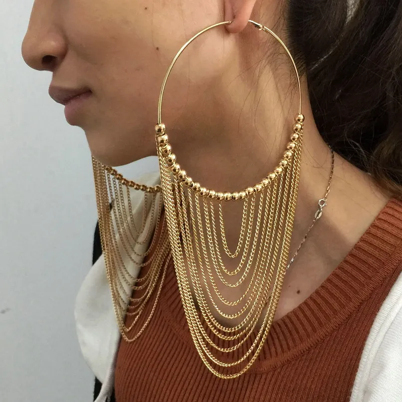 MANILAI-Fashion-Circular-Metal-Long-Tassel-Earrings-For-Women-Indian-Jewelry-Chain-Dangle-Earrings-Gold-Color
