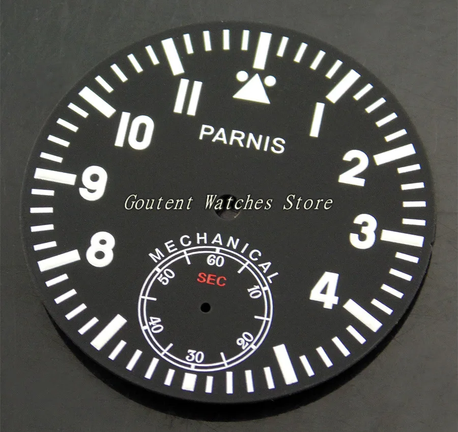 

38.9mm Parnis Black Dial Kit ETA 6498 Seagull 3620 st3600 Movement Watch Face