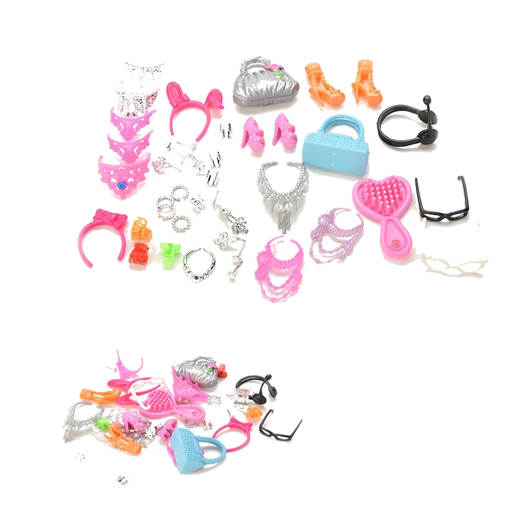 

40pcs/Set Hot Sale Newest Accessories for Doll Set of Fashion Jewelry Necklace Earring Bowknot Crown Accessory Dolls Kids Gift