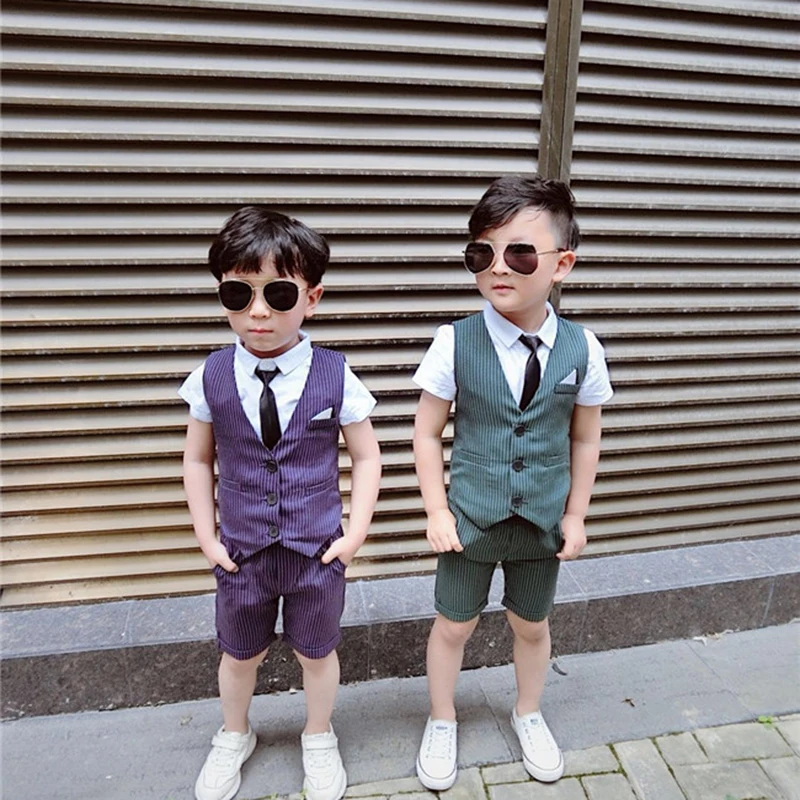 Baby Boy Clothes Set for Weddings Boy Tuxedo Formal Suit Striped Blazer