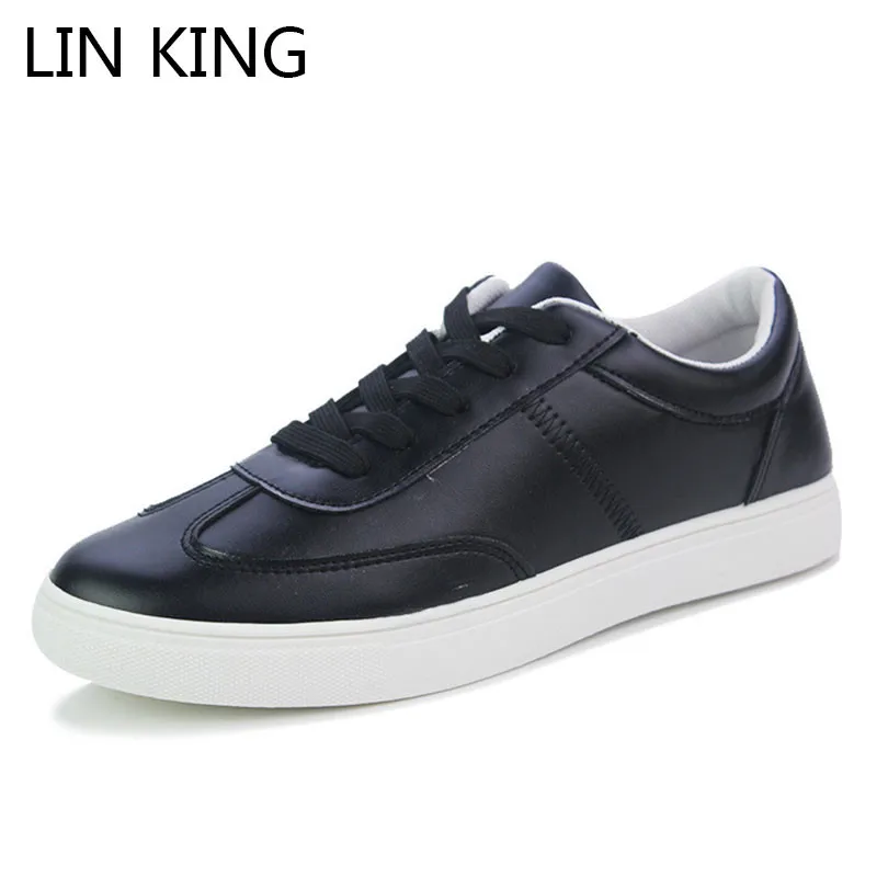LIN KING Men's Pu Leather Casaul Shoes Man Lace Up Fashion Sneakers Non-slip Flats Shoes Breathable Male Low Top Single Shoes LIN KING Men's Pu Leather Casaul Shoes Man Lace Up Fashion Sneakers Non-slip Flats Shoes Breathable Male Low Top Single Shoes