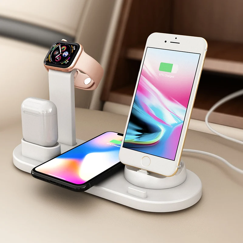 Buy 3 in 1 Wireless Charging Induction Charger Stand for iPhone X XS Max XR 8 Airpods Apple Watch 2 in 1 Docking Dock Station 3in1