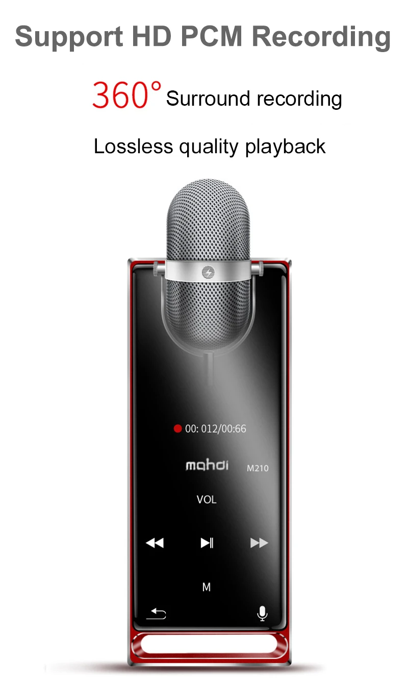 Mahdi M210 Mp3 плеер Bluetooth с сенсорным экраном 1,8 дюймов портативный спортивный USB HD HIFI музыкальный плеер 16 Гб Поддержка tf-карты ультратонкий