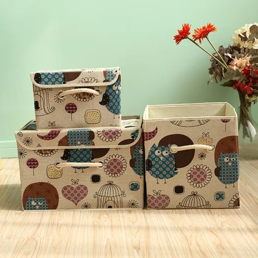 Коробка для хранения одежды Складная Настольная коробка для макияжа одежда игрушки коробки для хранения для украшени - Цвет: owl