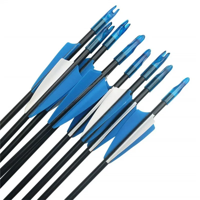 12/24pcs 1 Quiver Archery Fiberglass Arrows Rubber feather 31
