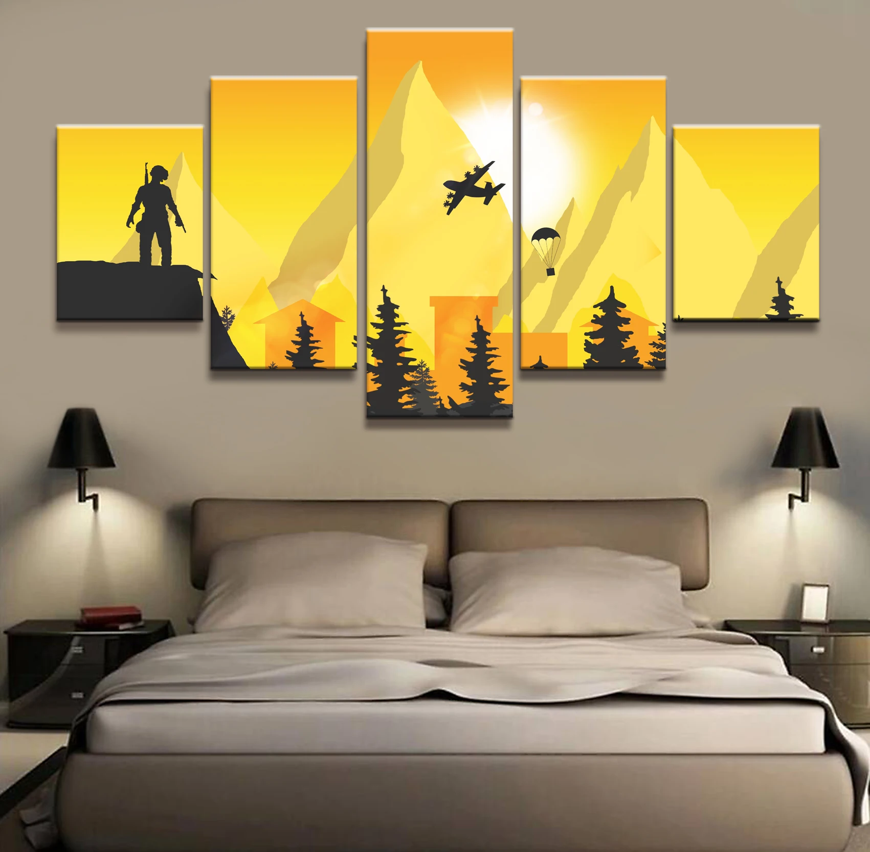 

5 Piece Pubg Playerunknowns Battlegrounds Game Poster Artwork Wall Painting on Canvas for Home Decor