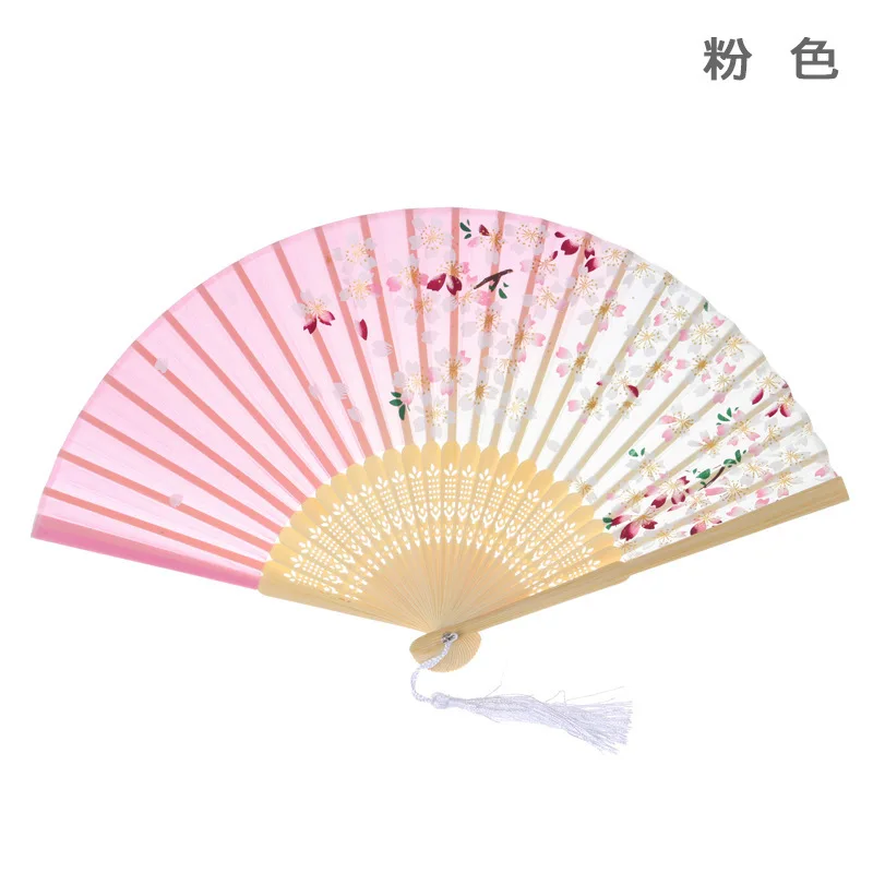 Складной вентилятор Классический китайский стиль танцевальный веер Подарочный веер в национальном таможне вишни хлопок-как Lustring Складной вентилятор - Цвет: pink colour