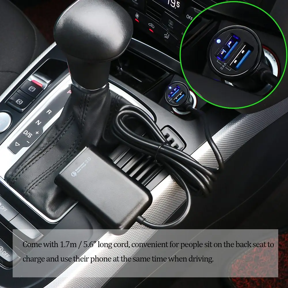 

Car Cigarette Lighter 4 USB Charger Splitter Charge Power Adapter for Seat Back Mobile Phone Hold Charger USB QC 2.0 Auto Goods