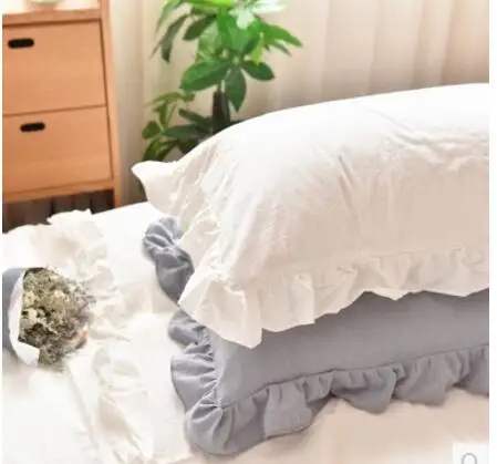 

74x48cm 100% cotton European white classic pillowcase lace handmade ruffles flounced Single pillow cover bedroom case for pillow