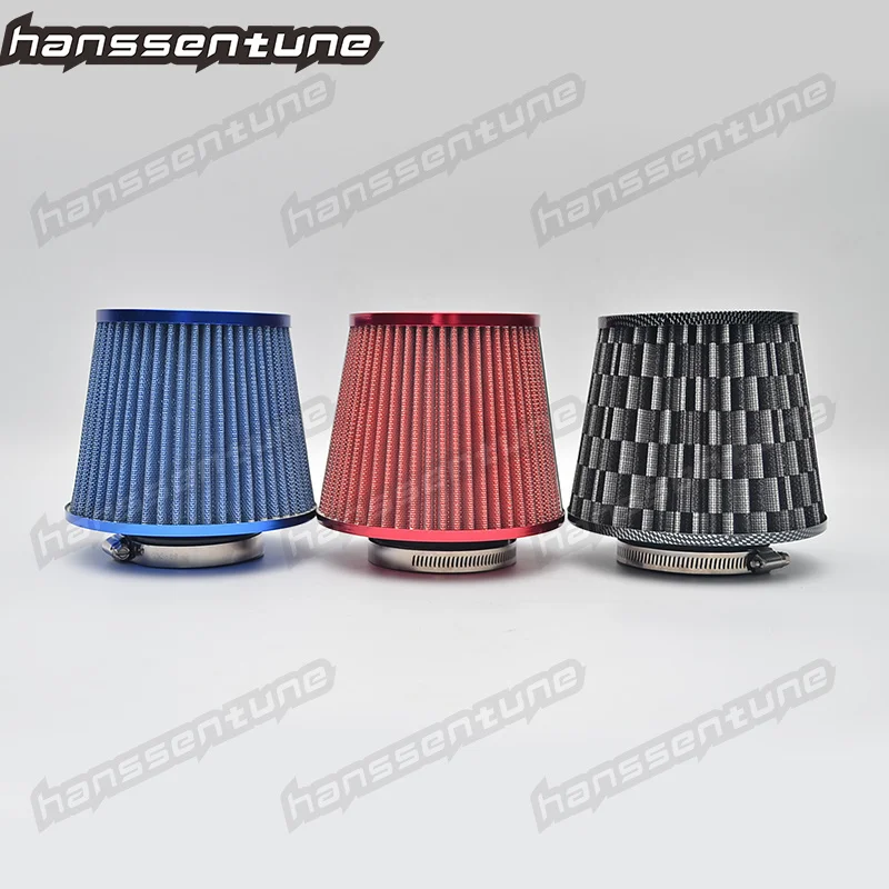 76mm Universal 3 Inches High Performance Auto Air Intake Filter Cleaner For Racing red blue carbon | Автомобили и мотоциклы