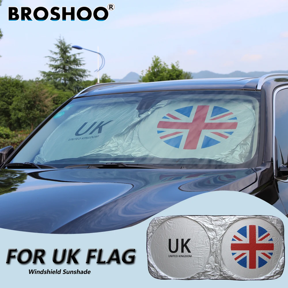 

BROSHOO Car Windscreen Sunshade Front Window Sun Shade Windshield Visor Cover For UK flag For Jaguar S-type For Land Rover