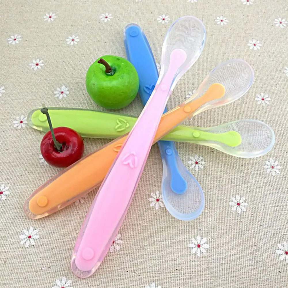Soft Silicone Baby Spoon Feeding Spoon Lovely Flatware Tableware Gift