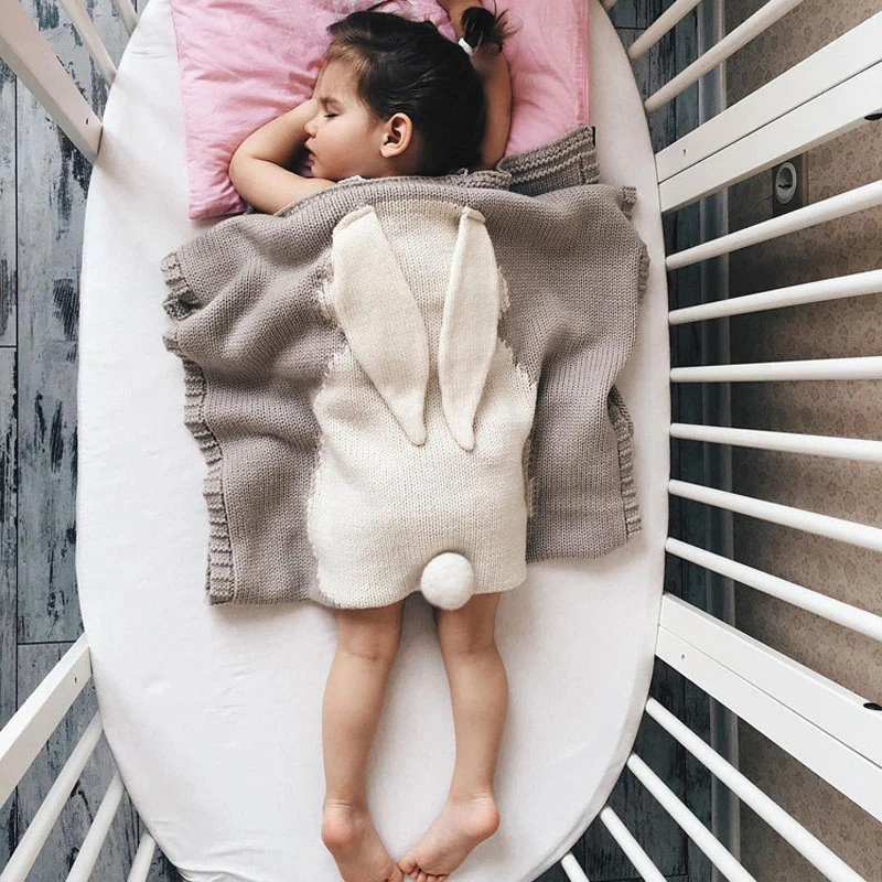 Couverture Pour Bebe En Coton Avec Oreilles De Lapin Pour Emmailloter Le Nouveau Ne Douce Tricotee Literie Pour Bebe Enfant En Bas Age Aliexpress
