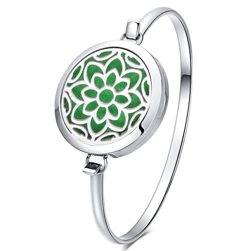 

30mm Stainless Steel Bracelet Bangle Essential Oil Aromatherapy Locket Bracelet Perfume Diffuser Bracelet 1pcs Pads