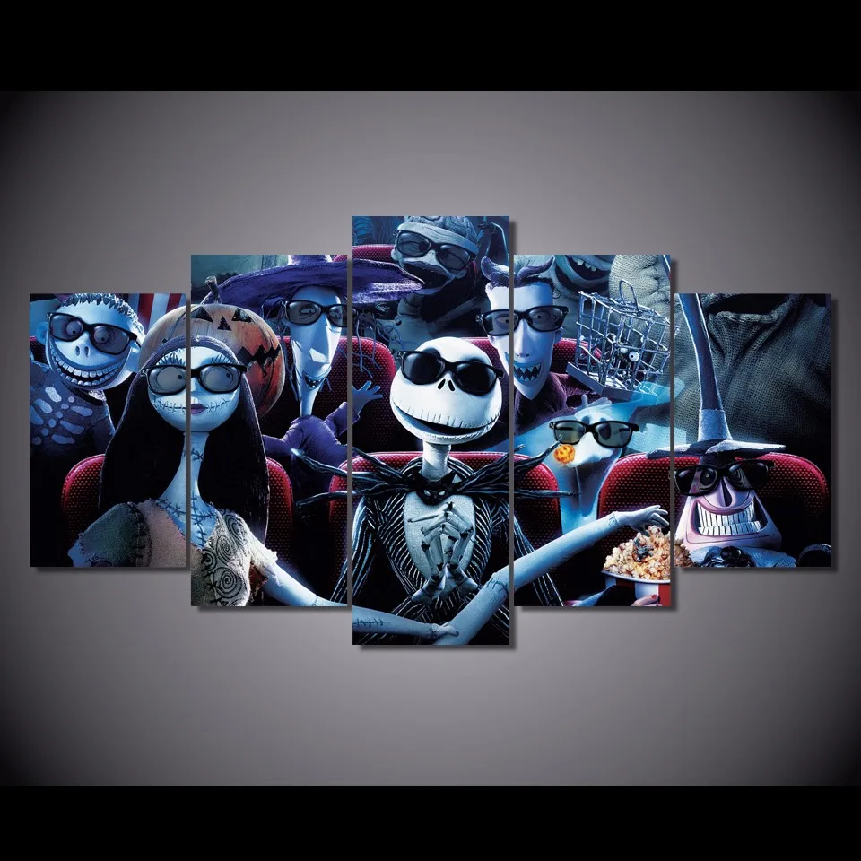 5 Pieces Canvas Prints nightmare before christmas Painting Wall Art