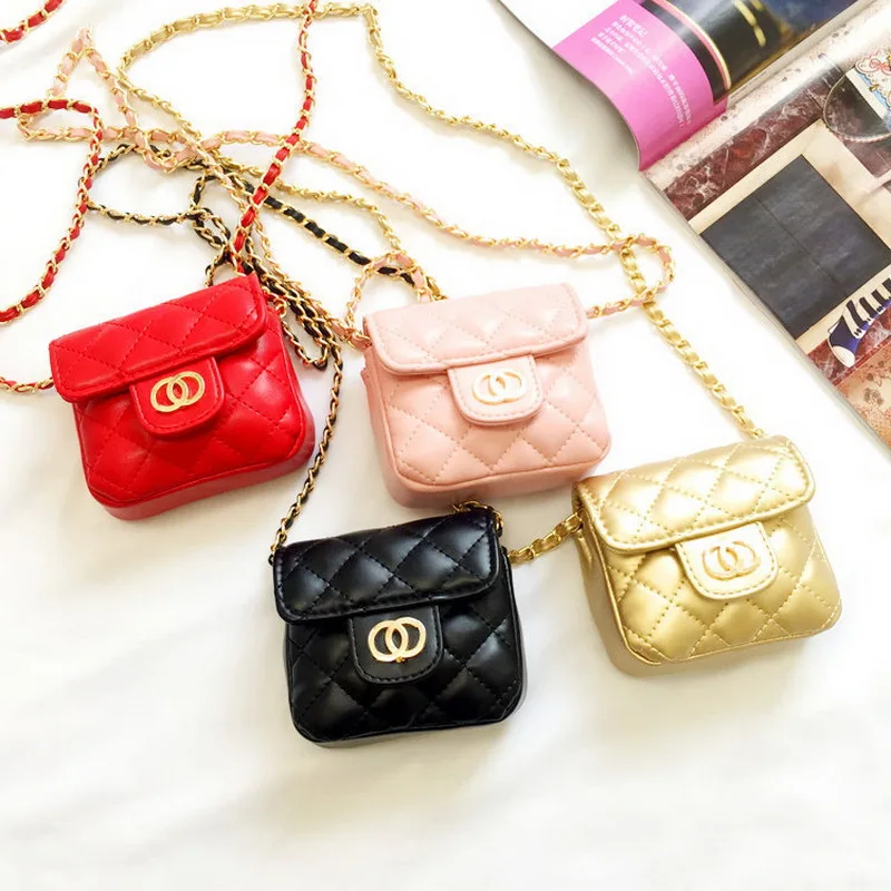 

Brand Design Children Chain Small Messenger Bag Mini Flap Girl Fashion Purses Clutch Candy Color Lingge Korean Change Money Bag